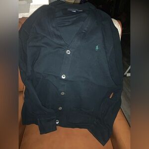 Vintage Polo Ralph Lauren Men’s XXL Black Cotton V-Neck Long Sleeve Cardigan